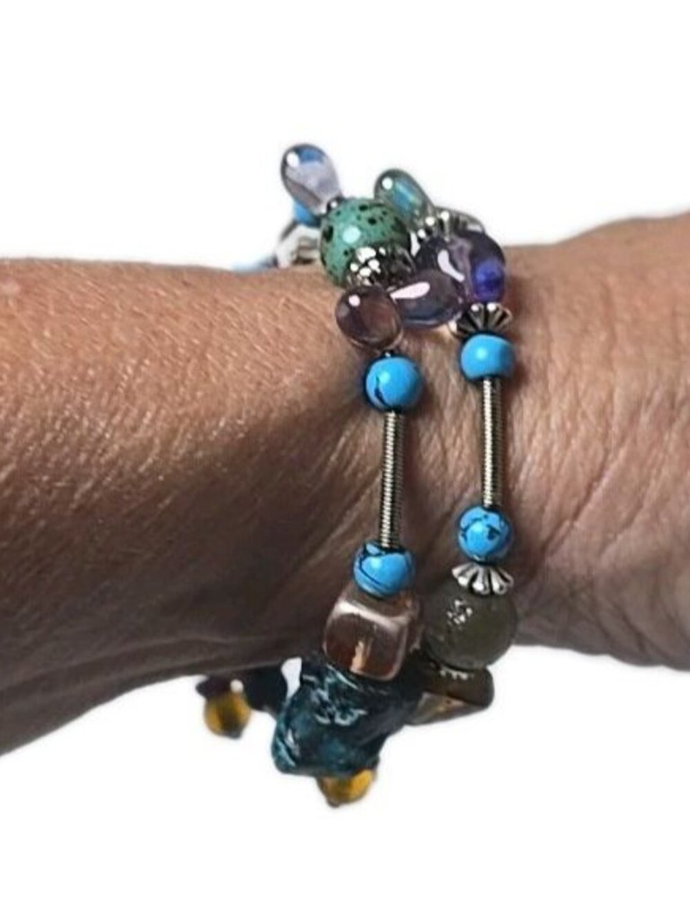 Treska Bracelet Multicolor Glass Beaded Charm Women's Boho Jewelry - Picture 3 of 7